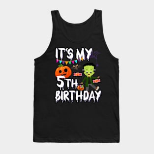 Kids 5Th Birthday Monster Pumpkin Halloween Costume Tank Top